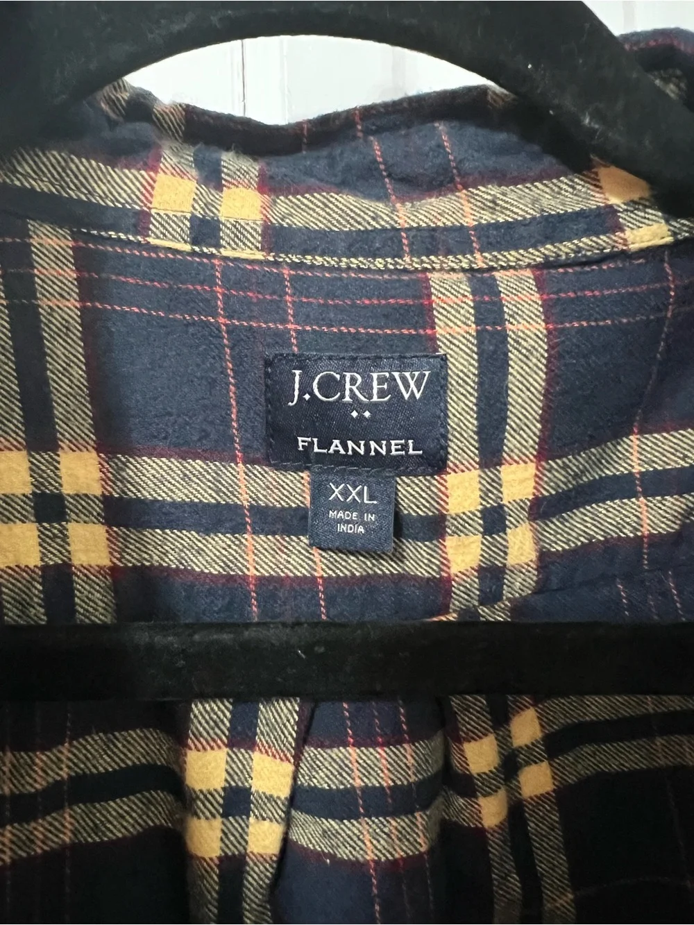J. Crew Navy and Yellow Plaid Flannel Button-Down Shirt